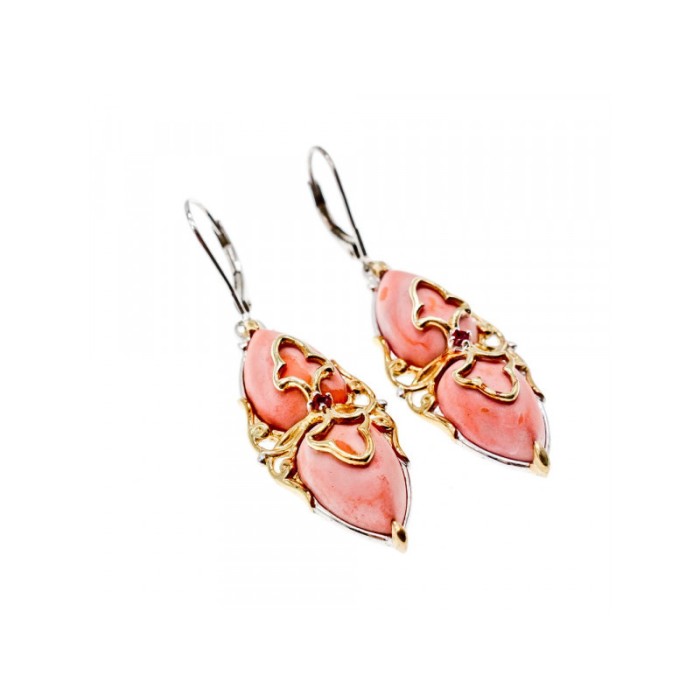 925 STERLING SILVER GOLD PLATED AGATE & SPESSARTINE EARRINGS