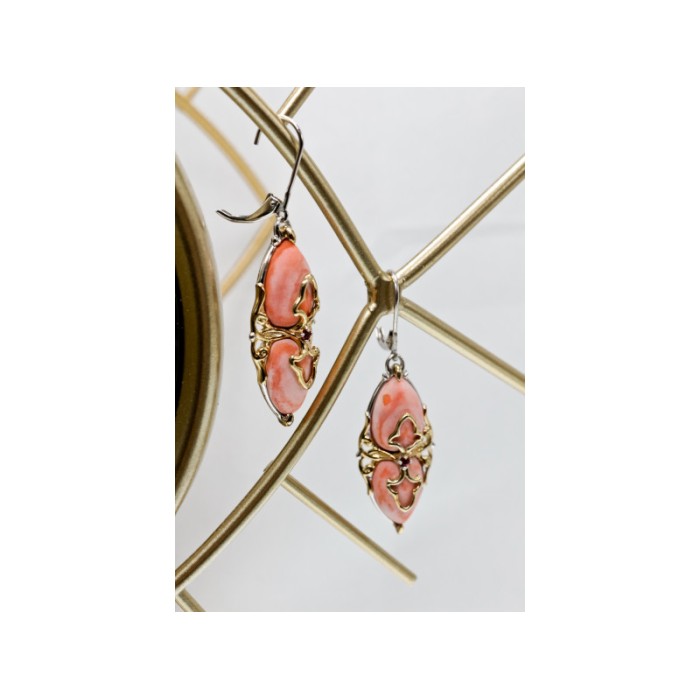 925 STERLING SILVER GOLD PLATED AGATE & SPESSARTINE EARRINGS