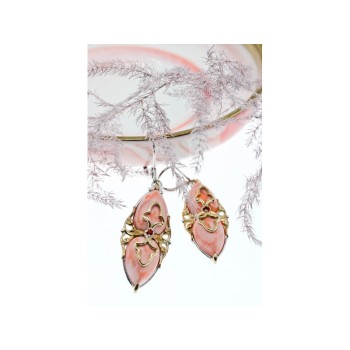 925 STERLING SILVER GOLD PLATED AGATE & SPESSARTINE EARRINGS