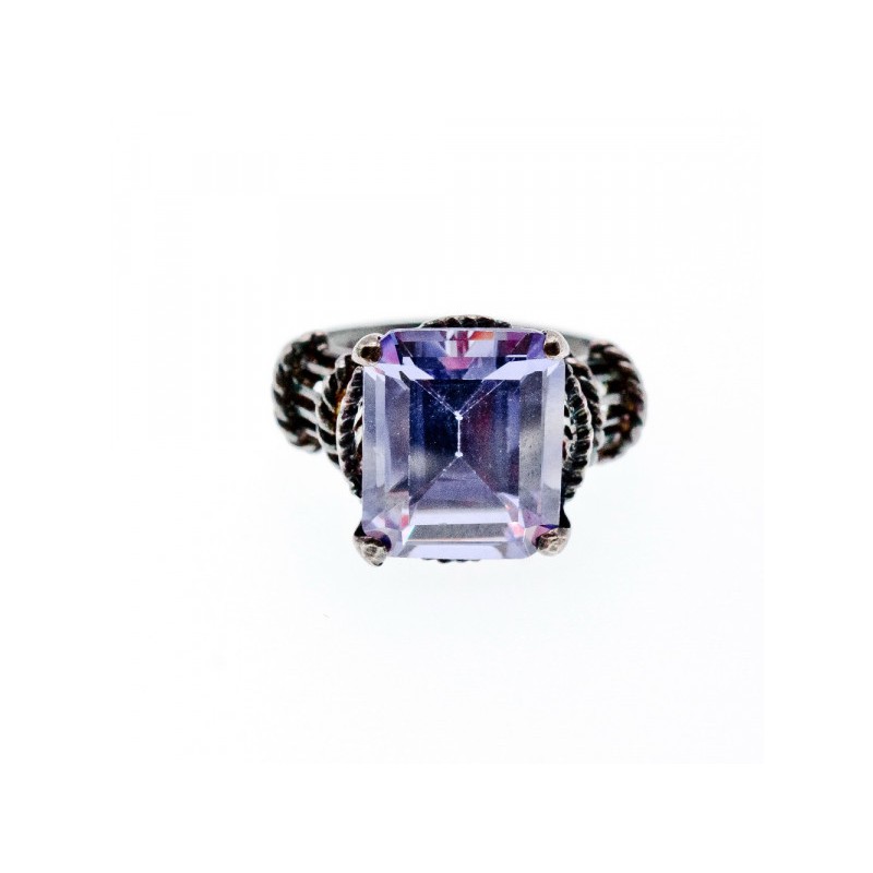 925 Sterling Silver Amethyst Ring Size 6.75