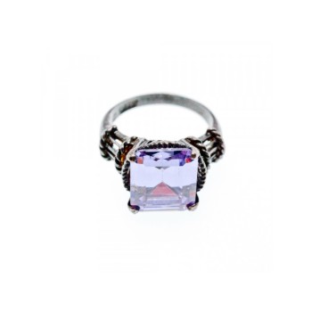 925 Sterling Silver Amethyst Ring Size 6.75