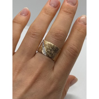 925 Sterling Silver Gold Plated CZ Ring Size 7