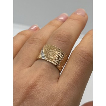 925 Sterling Silver Gold Plated CZ Ring Size 7
