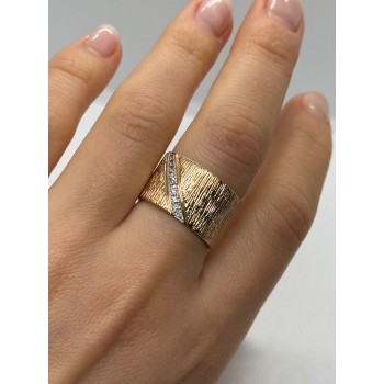925 Sterling Silver Gold Plated CZ Ring Size 7