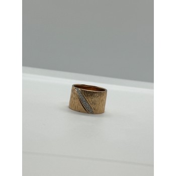 925 Sterling Silver Gold Plated CZ Ring Size 7