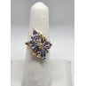 14K YELLOW GOLD TANZANITE & DIAMOND FLOWER RING  SIZE 5.5
