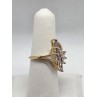 14K YELLOW GOLD TANZANITE & DIAMOND FLOWER RING  SIZE 5.5