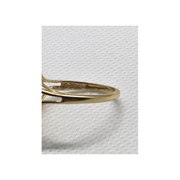 14K YELLOW GOLD TANZANITE & DIAMOND FLOWER RING  SIZE 5.5