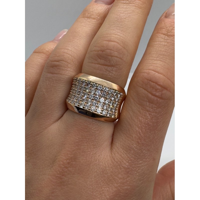 925 Sterling Silver Gold Plated & CZ Ring Size 7