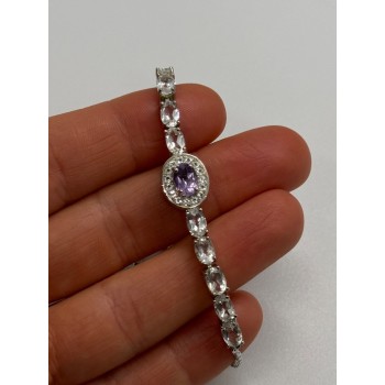 925 STERLING SILVER  MORGANITE & BERYL BRACELET