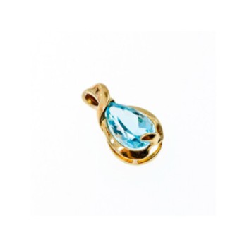 925 STERLING SILVER GOLD PLATED BLUE SPINEL PENDANT