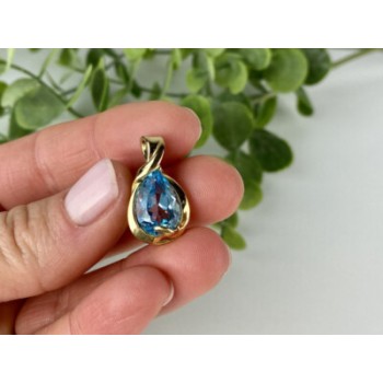 925 STERLING SILVER GOLD PLATED BLUE SPINEL PENDANT