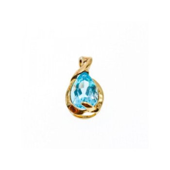 925 STERLING SILVER GOLD PLATED BLUE SPINEL PENDANT