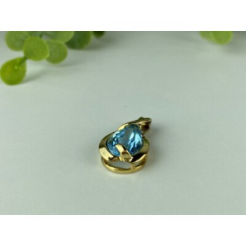925 STERLING SILVER GOLD PLATED BLUE SPINEL PENDANT