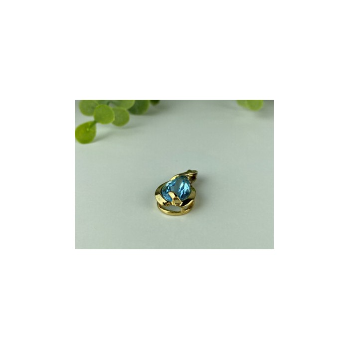 925 STERLING SILVER GOLD PLATED BLUE SPINEL PENDANT