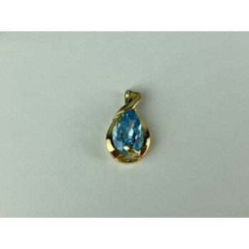 925 STERLING SILVER GOLD PLATED BLUE SPINEL PENDANT