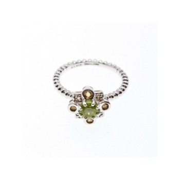 925 Sterling Silver Peridot, Citrine & White Sapphire Ring Size 7