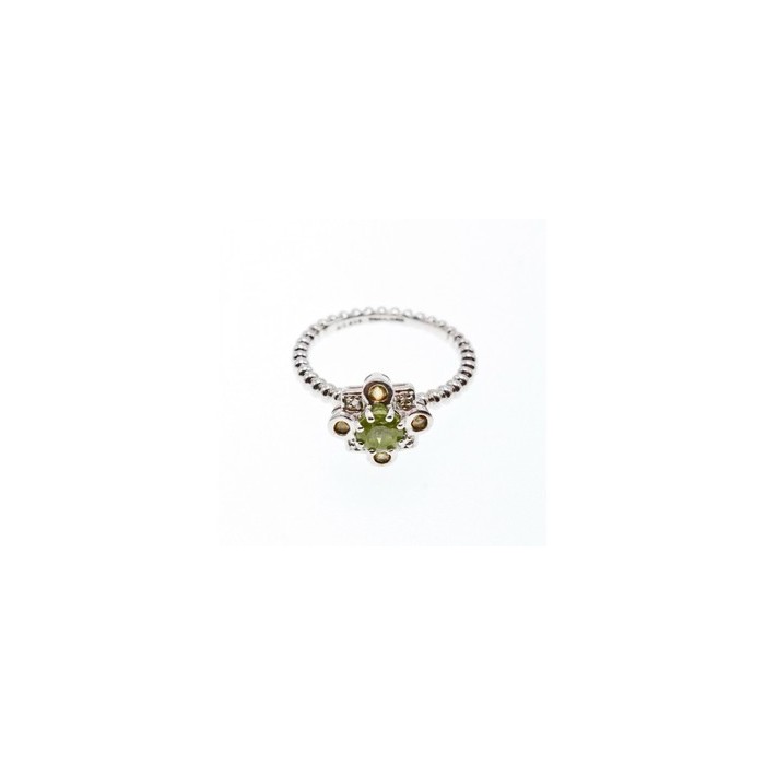 925 Sterling Silver Peridot, Citrine & White Sapphire Ring Size 7