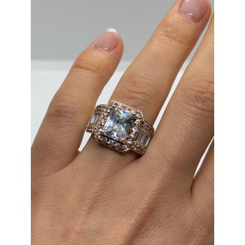 925 Sterling Silver Pink & White CZ Ring Size 7