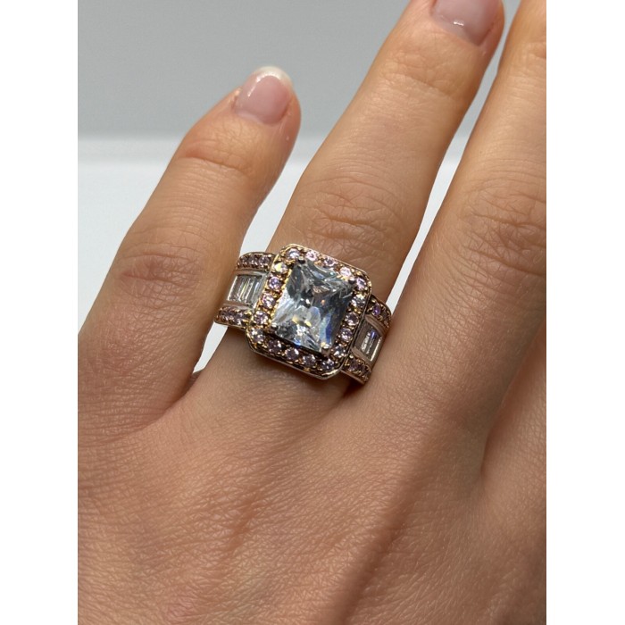 925 Sterling Silver Pink & White CZ Ring Size 7