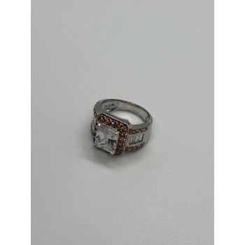 925 Sterling Silver Pink & White CZ Ring Size 7