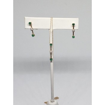 10K YELLOW GOLD EMERALD & DIAMOND EARRINGS & NECKLACE  SET