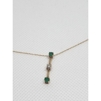 10K YELLOW GOLD EMERALD & DIAMOND EARRINGS & NECKLACE  SET