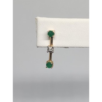 10K YELLOW GOLD EMERALD & DIAMOND EARRINGS & NECKLACE  SET
