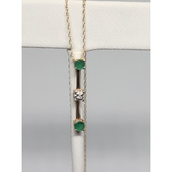 10K YELLOW GOLD EMERALD & DIAMOND EARRINGS & NECKLACE  SET