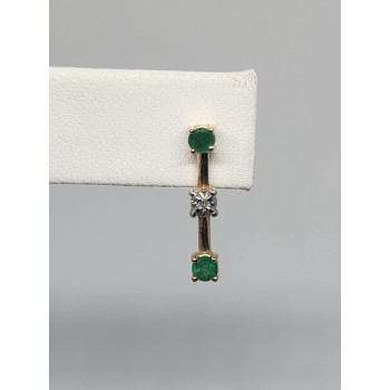 10K YELLOW GOLD EMERALD & DIAMOND EARRINGS & NECKLACE  SET