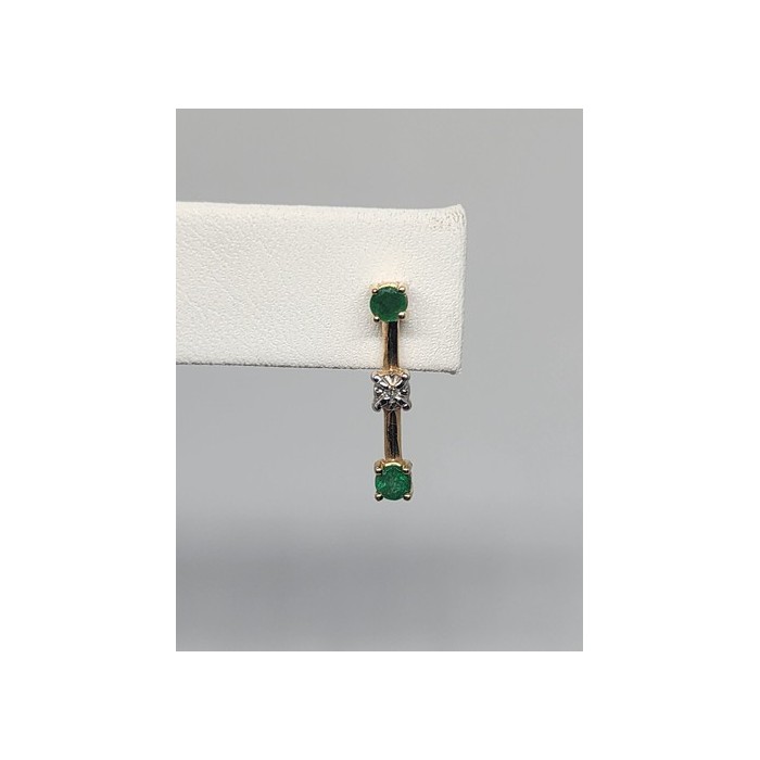 10K YELLOW GOLD EMERALD & DIAMOND EARRINGS & NECKLACE  SET