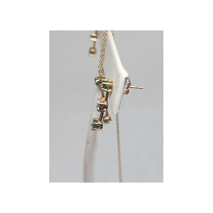 10K YELLOW GOLD EMERALD & DIAMOND EARRINGS & NECKLACE  SET