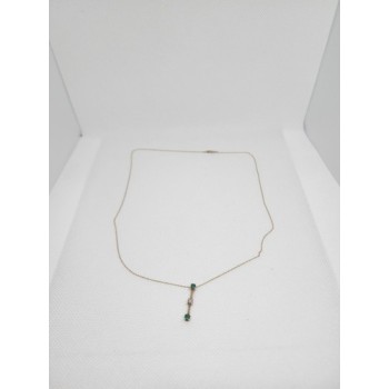 10K YELLOW GOLD EMERALD & DIAMOND EARRINGS & NECKLACE  SET