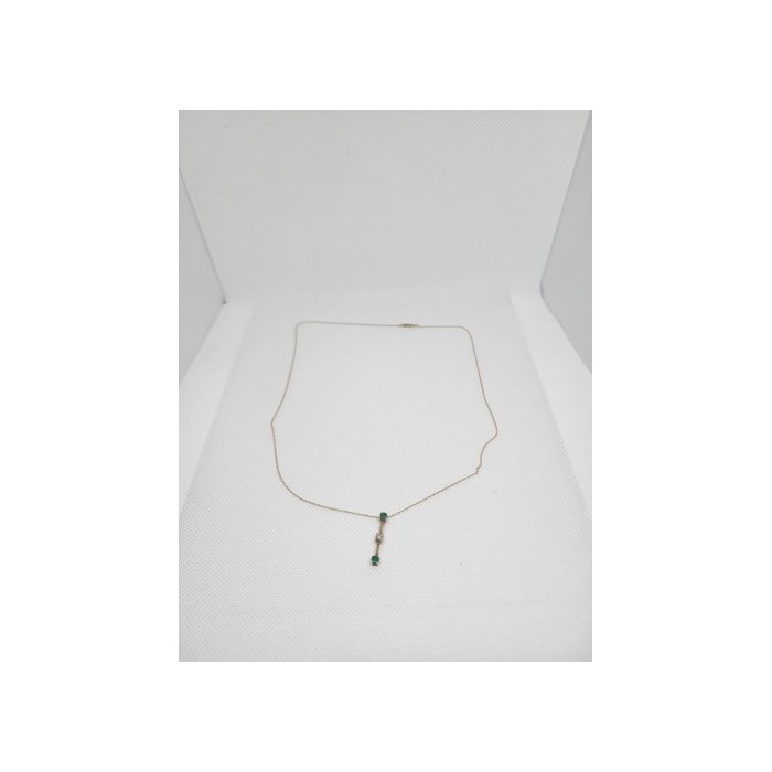 10K YELLOW GOLD EMERALD & DIAMOND EARRINGS & NECKLACE  SET