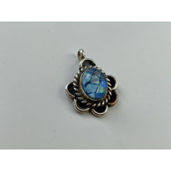 925 Sterling Silver Mosaic Opal Pendant