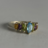 925 Sterling Silver Multi Gemstones Ring Size 7
