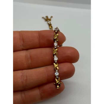925 STERLING SILVER GOLD PLATED CZ BRACELET
