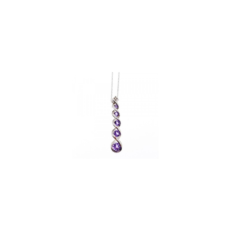 10K WHITE GOLD AMETHYST & DIAMOND CHAIN WITH PENDANT