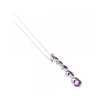 10K WHITE GOLD AMETHYST & DIAMOND CHAIN WITH PENDANT