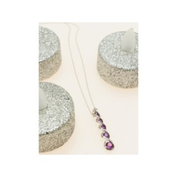 10K WHITE GOLD AMETHYST & DIAMOND CHAIN WITH PENDANT
