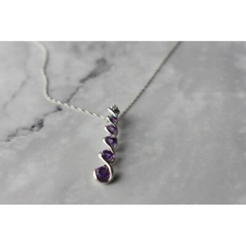 10K WHITE GOLD AMETHYST & DIAMOND CHAIN WITH PENDANT