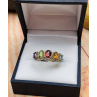 925 Sterling Silver Multi Gemstones Ring Size 9.5