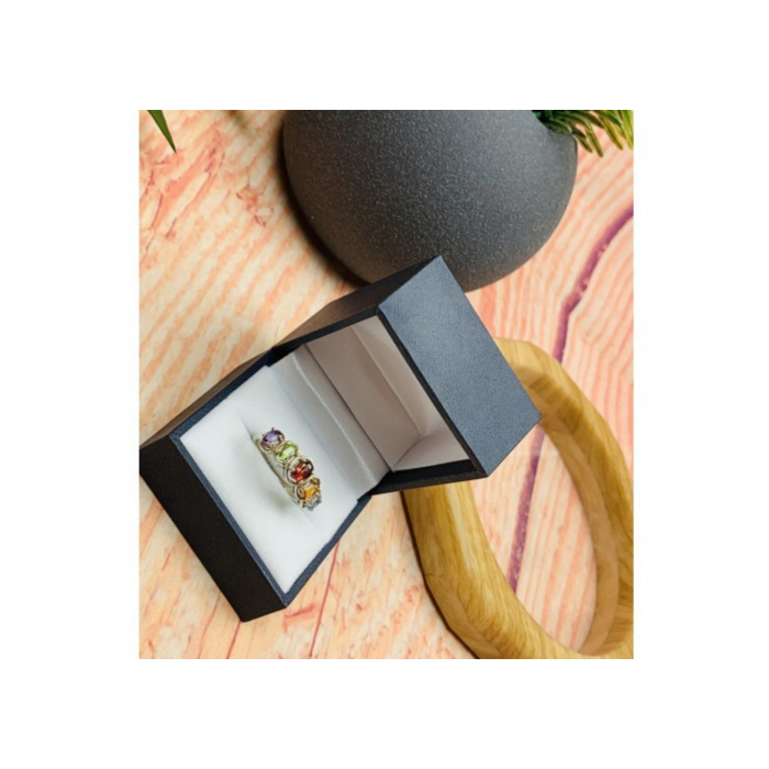 925 Sterling Silver Multi Gemstones Ring Size 9.5