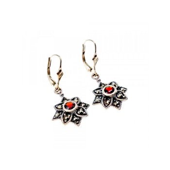 925 Sterling Silver Garnet & Marcasites 