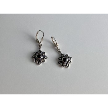 925 Sterling Silver Garnet & Marcasites 