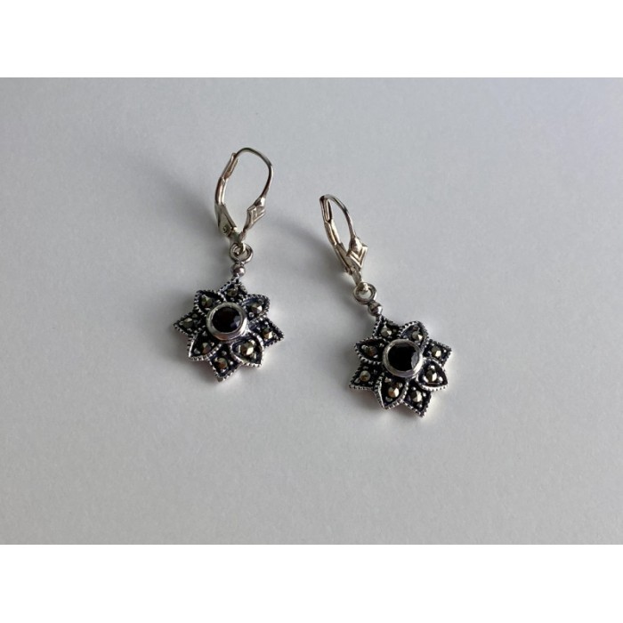 925 Sterling Silver Garnet & Marcasites 