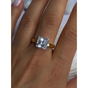 Classy Design 925 Sterling Silver Gold Plated Cz Ring Size 10