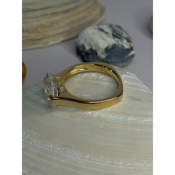 Classy Design 925 Sterling Silver Gold Plated Cz Ring Size 10