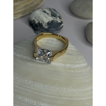 Classy Design 925 Sterling Silver Gold Plated Cz Ring Size 10