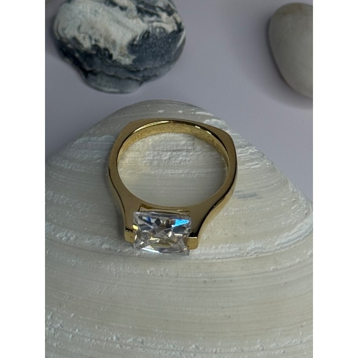 Classy Design 925 Sterling Silver Gold Plated Cz Ring Size 10